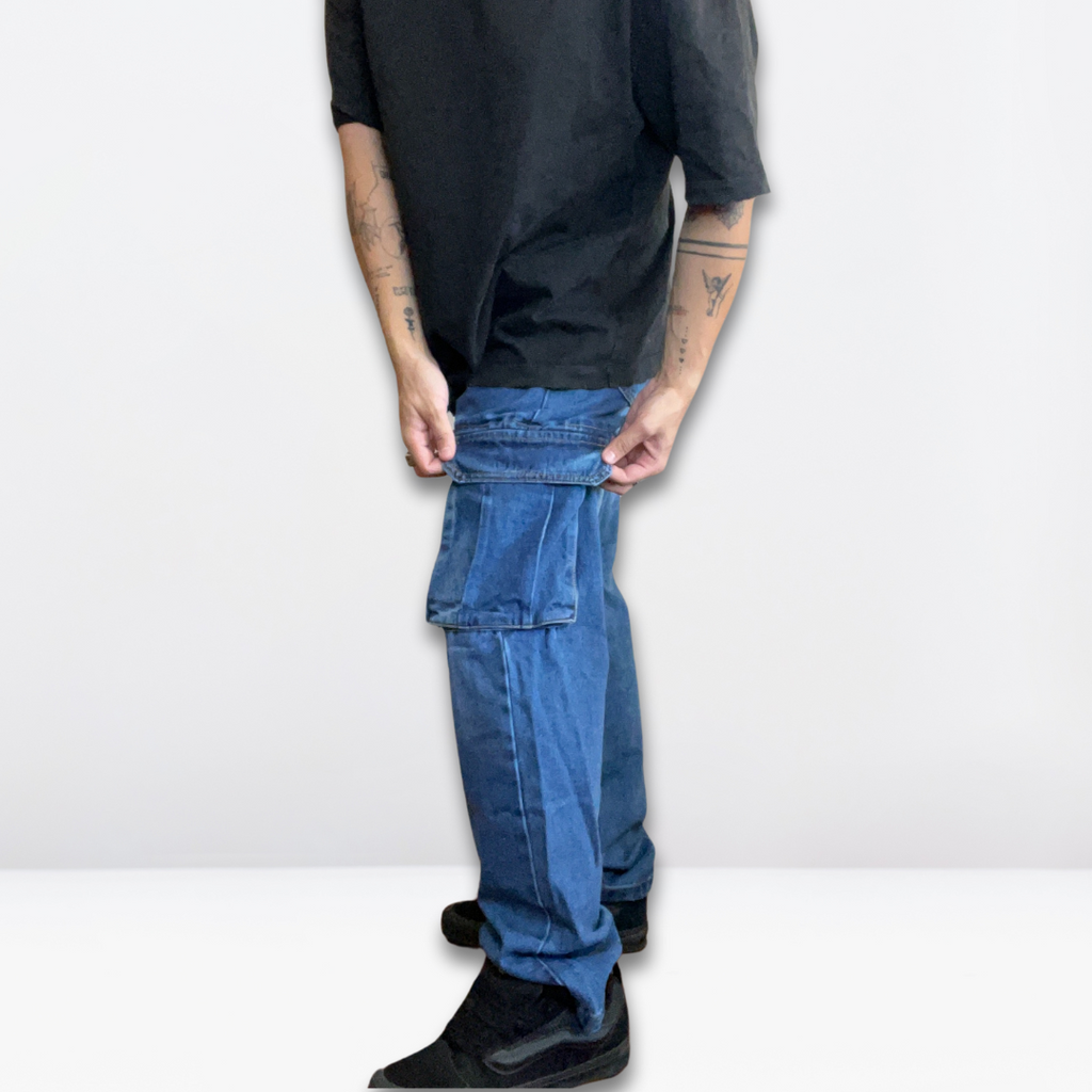 Pantalon Cargo Simple Blue