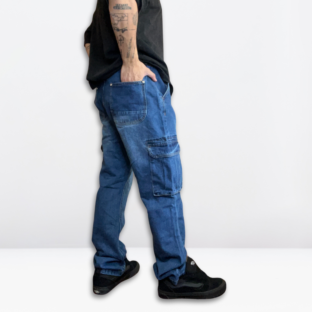 Pantalon Cargo Simple Blue