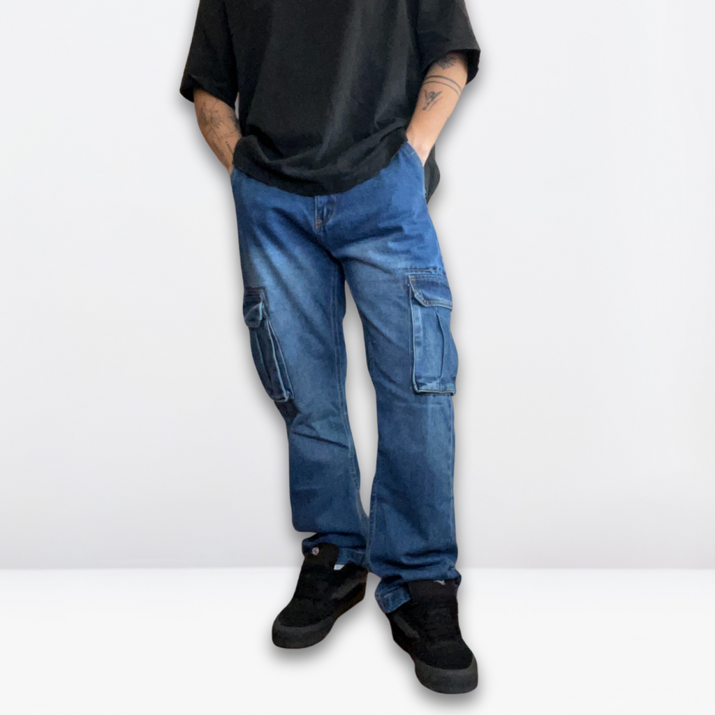 Pantalon Cargo Simple Blue